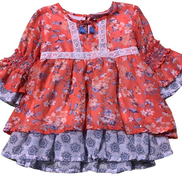 Little Lass Other - Little Lass Multicolor Girls Flowered Spring Dress Size 5